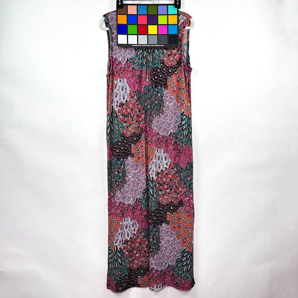 Dress Barn Peacock Pattern Sleeveless Zipper Front Maxi Dress Size XL - Picture 11 of 11